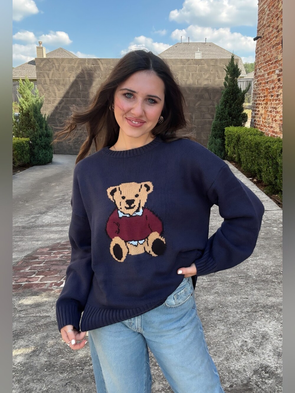 Navy Teddy Bear Knit Sweater - Wishlist